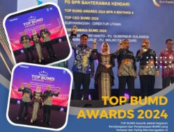 Kinerja Baik, BPR Bahteramas Kendari Terima Penghargaan Top BUMD Bintang 4