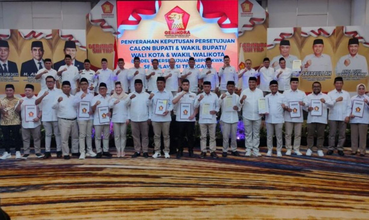 Gerindra Resmi Usung 16 Pasangan Calon Kepala Daerah di Sulawesi Tenggara, Ini Daftarnya