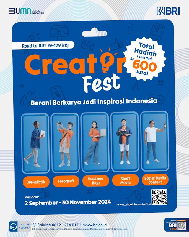 Dukung Perkembangan Industri Kreatif, BRI Gelar Kompetisi Creator Fest 2024 1 Dukung Perkembangan Industri Kreatif, BRI Gelar Kompetisi Creator Fest 2024