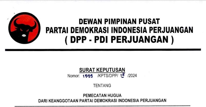 Dianggap Membangkang Maju Pilgub Sultra, Hugua Dipecat dari Kader PDI-P