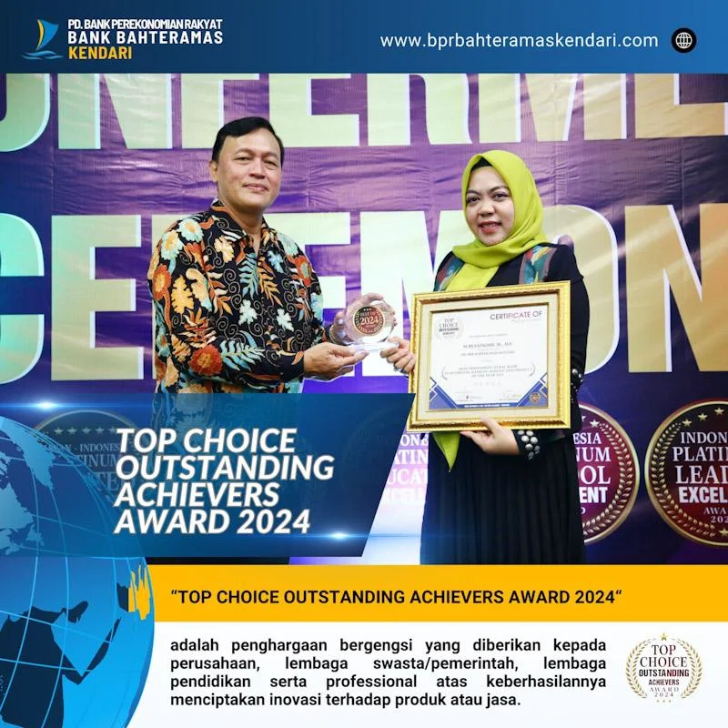 BPR Bahteramas Kendari Raih Top Choice Outstanding Achievers Award 2024 1 BPR Bahteramas Kendari Raih Top Choice Outstanding Achievers Award 2024
