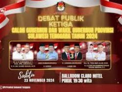 LIVE Debat Ketiga Calon Gubernur Sulawesi Tenggara 2024: SDA, Lingkungan, dan Hukum Bermartabat