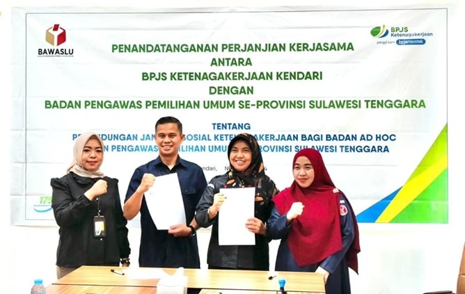 Lindungi Pengawas Badan Ad Hoc Pemilu 2024, Bawaslu Kolaka Kolaborasi dengan BPJS Ketenagakerjaan