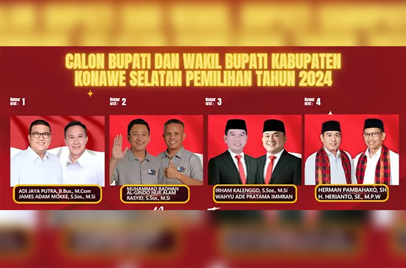 Real Count Hasil Penghitungan Suara Pilkada Konawe Selatan 2024 Sirekap, Peta Kekuatan 4 Paslon 1 Real Count Hasil Penghitungan Suara Pilkada Konawe Selatan 2024 Sirekap, Peta Kekuatan 4 Paslon