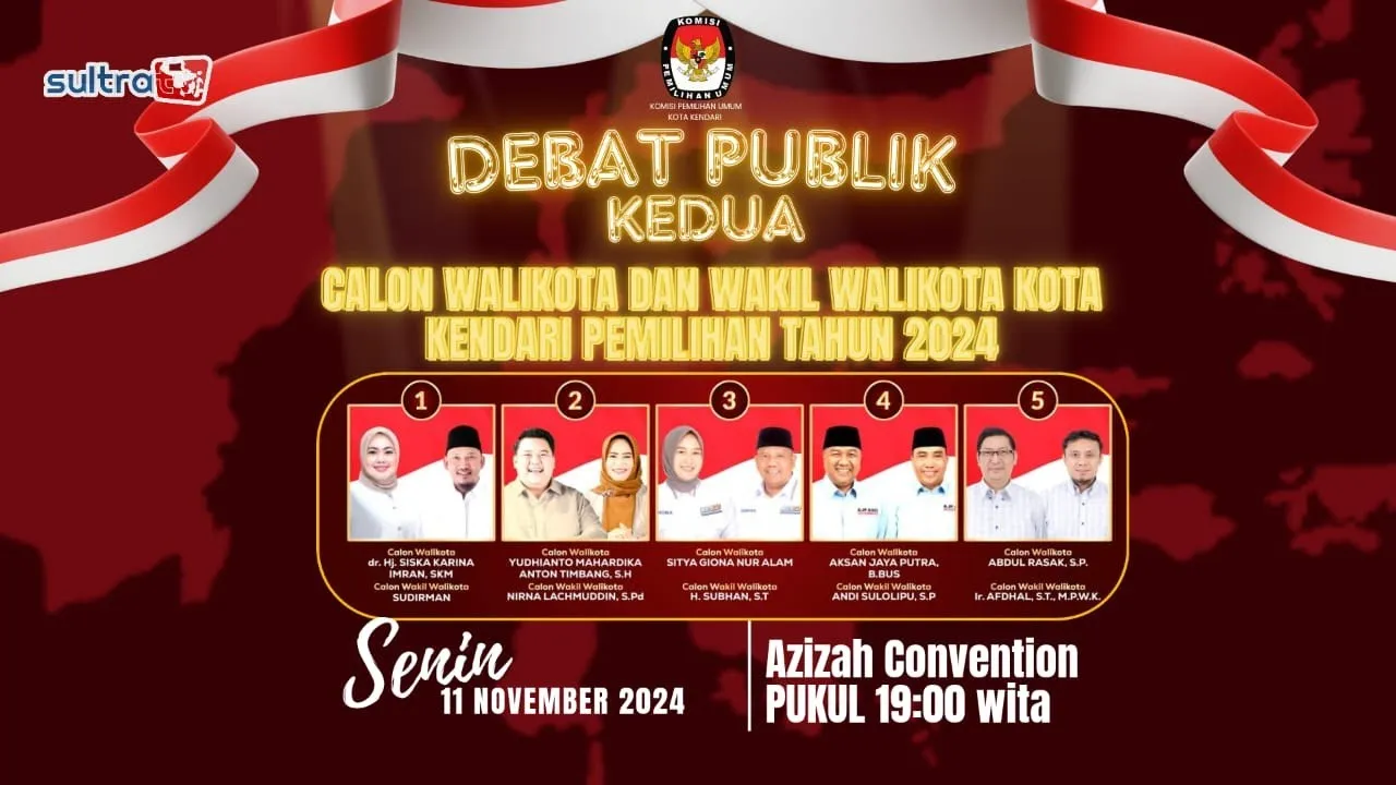 LIVE Debat Kedua Calon Wali Kota Kendari 2024: Visi-Misi dan Strategi untuk Masa Depan Kendari