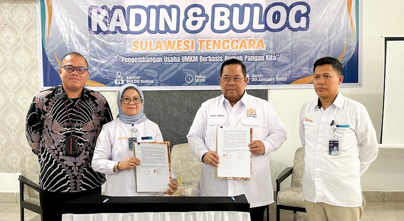 Kadin Sultra dan Bulog Teken MoU Kembangkan UMKM Berbasis Rumah Pangan Kita