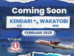 Rute Penerbangan Wings Air Kendari-Wakatobi Dimulai Februari 2025