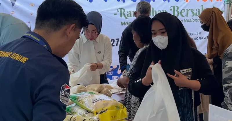 6 Ton Beras yang Disiapkan BPR Bahteramas Konawe di Operasi Pangan Murah Ludes Terjual