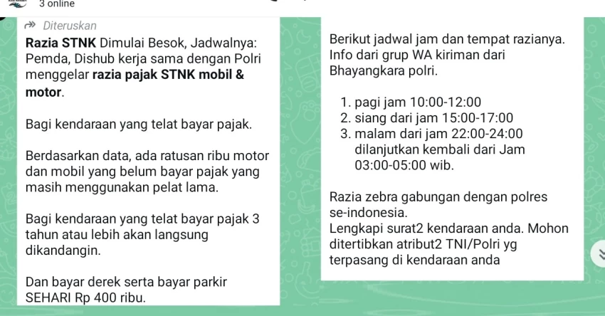 Cek Fakta: Pesan Berantai Razia STNK di Kendari Ternyata Hoaks