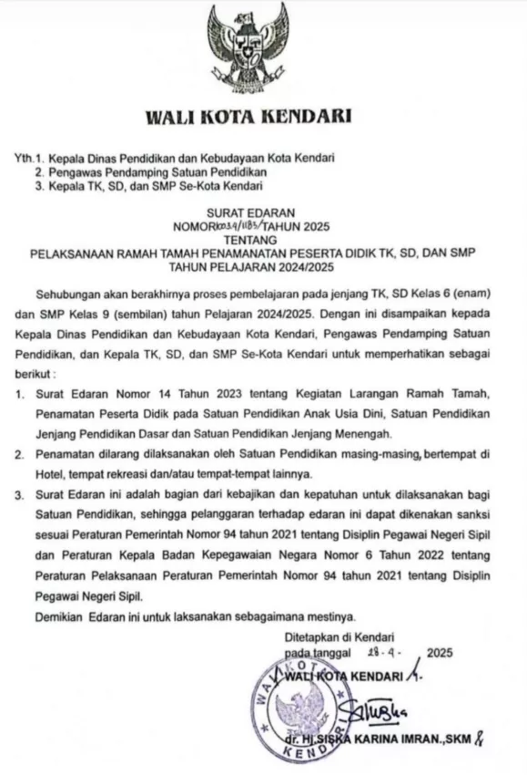 Wali Kota Kendari: Penamatan Siswa Harus Sederhana, Tak Boleh Membebani Orang Tua 3 Wali Kota Kendari: Penamatan Siswa Harus Sederhana, Tak Boleh Membebani Orang Tua