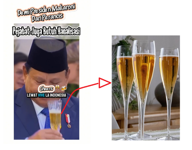 Cek Fakta: Prabowo Minum Alkohol Bersama Presiden Prancis Emmanuel Macron [SALAH]