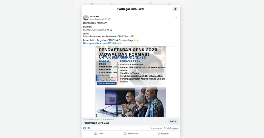 Cek Fakta: Tautan Pendaftaran CPNS 2025 [SALAH]