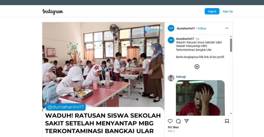 Cek Fakta: Ratusan Siswa Sekolah Sakit Setelah Menyantap MBG Terkontaminasi Bangkai Ular [SALAH]