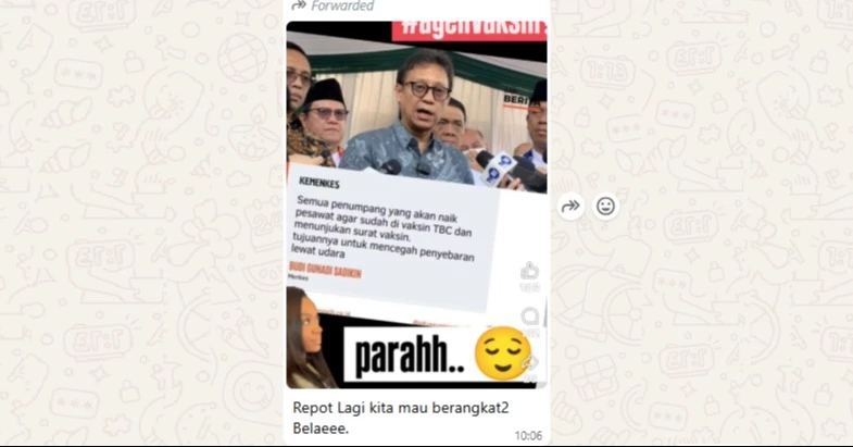Cek Fakta: Semua Penumpang Pesawat Harus Sudah Divaksin TBC [SALAH]