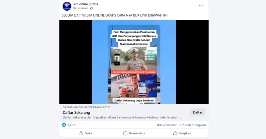 Cek Fakta: Pendaftaran SIM Online Gratis [SALAH]