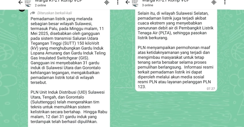 Pemadaman Listrik di Sulawesi Karena Gangguan Transmisi dan Cuaca Ekstrem [SEBAGIAN BENAR]