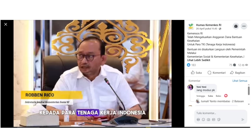 Cek Fakta: Kemensos dan Kemenkes Berikan Tunjangan Kesehatan Kepada TKI Rp150 Juta [PENIPUAN]