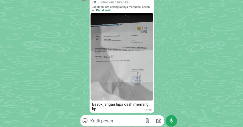 Cek Fakta: Akan Terjadi Pemadaman Listrik di Kendari [SEBAGIAN BENAR]