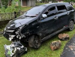Hindari Sapi Menyeberang, Mobil Guru SD di Mubar Tabrak Pagar Rumah Warga