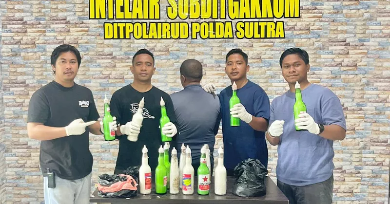 Polairud Polda Sultra Tangkap Nelayan Pembawa Belasan Bom Ikan Siap Ledak di Perairan Bokori