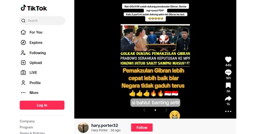 Cek Fakta: Golkar Dukung Pemakzulan Gibran [SALAH]