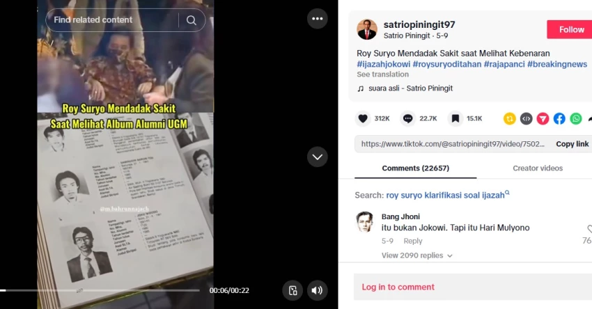 Cek Fakta: Roy Suryo Mendadak Sakit Saat Melihat Album Alumni UGM [SALAH]