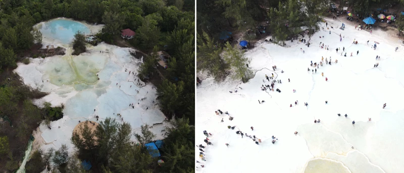 Permandian Air Panas Wawolesea tampak dari atas yang memancarkan pesona khas.