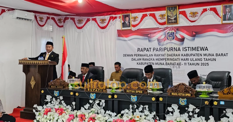 Paripurna HUT ke-11 Muna Barat, Bupati Ajak DPRD dan Masyarakat Bersinergi Bangun Daerah
