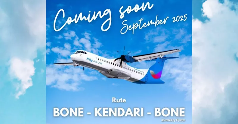 Fly Jaya Layani Rute Baru Bone–Kendari Mulai September 2025