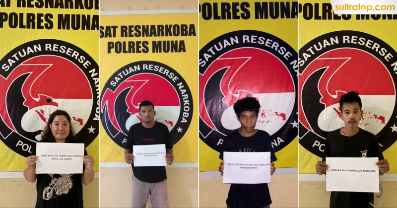 Polisi Tangkap Empat Pengedar Narkoba, Termasuk Satu Perempuan dan Sabu 6,16 Gram