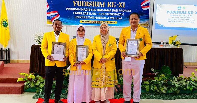 FIIKES Universitas Mandala Waluya Kendari Kukuhkan 3 Mahasiswa Terbaik Ber-IPK 4,0 dan 3,96