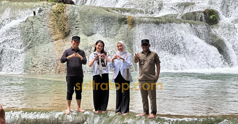 Gubernur Malut Sherly Berwisata ke Air Terjun Moramo Konsel