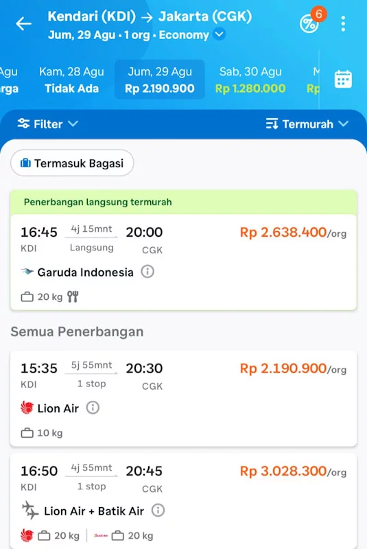 Tiket Pesawat Langsung Kendari–Jakarta Habis Terjual Usai Rakornas PHD