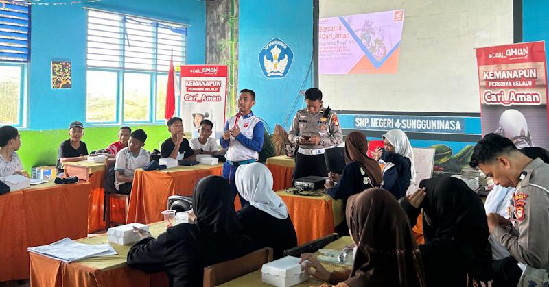 Asmo Sulsel Bersama Polres Gowa Gelar Edukasi Safety Riding di SMPN 4 Gowa