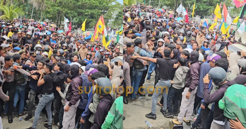Ribuan Massa Aksi Sempat Bentrok dengan Aparat saat Geruduk DPRD Sultra 1 Ribuan Massa Aksi Sempat Bentrok dengan Aparat saat Geruduk DPRD Sultra