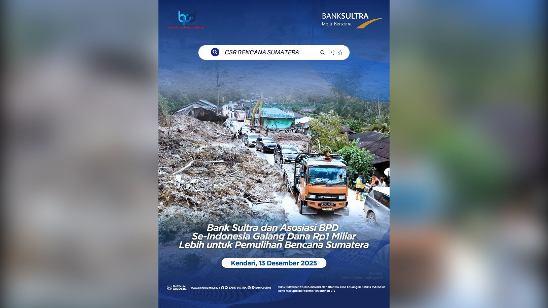 Bank Sultra dan BPD Se-Indonesia Galang Dana Rp1 Miliar Lebih untuk Korban Bencana Sumatera