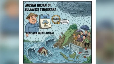 Hujan di Sulawesi Tenggara Berlangsung hingga Juni 2026, Bencana Mengintai