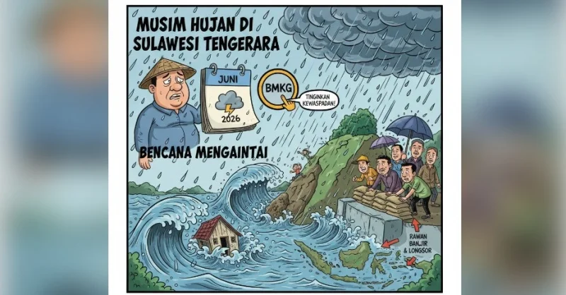 Hujan di Sulawesi Tenggara Berlangsung hingga Juni 2026, Bencana Mengintai