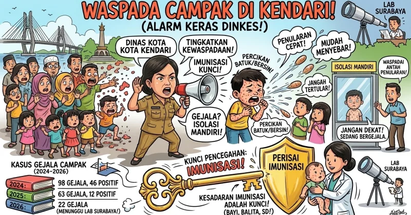 Sejumlah Kasus Campak Ditemukan di Kendari, Dinkes Imbau Warga Waspada Penularan