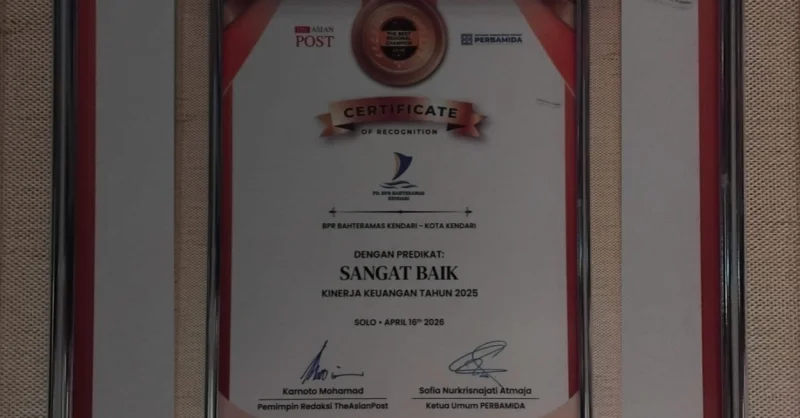 Prestasi Nasional, BPR Bahteramas Kendari Sabet The Asian Post Best Regional Champion 2026