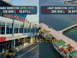 Penumpang Pesawat dan Kapal di Sultra Kompak Turun pada April 2026