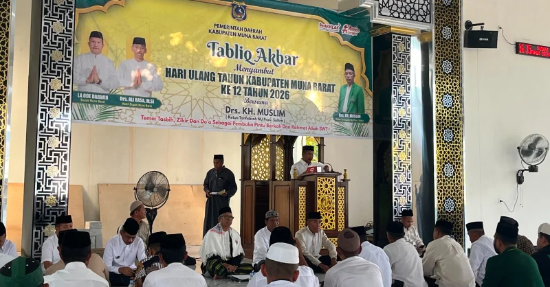 Pemkab Muna Barat Gelar Tablig Akbar Jelang HUT ke-12, La Ode Darwin Ajak Warga Berdoa untuk Kemajuan Daerah