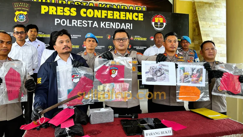 Polresta Kendari Ungkap Sejumlah Kasus Kriminal, dari Penyerangan Polisi hingga Judi Sabung Ayam