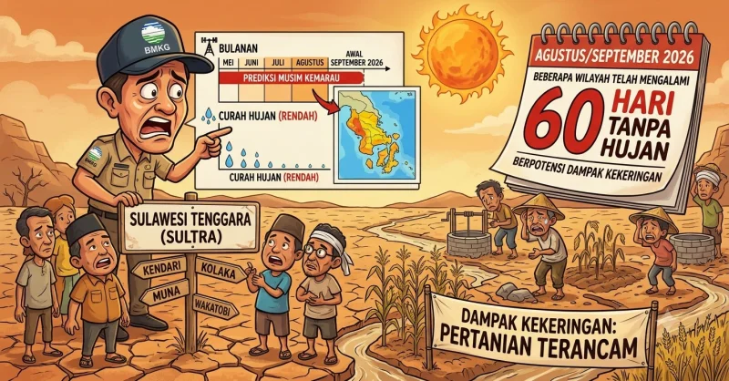 Sulawesi Tenggara Masuk Fase Kemarau Panjang, Minim Hujan hingga September 2026