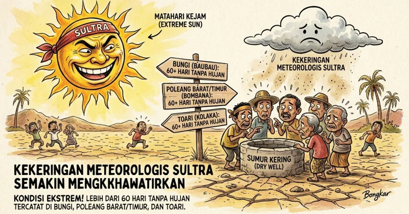 Kekeringan Sulawesi Tenggara Makin Parah, BMKG Ungkap Wilayah dengan Hari Tanpa Hujan Terpanjang